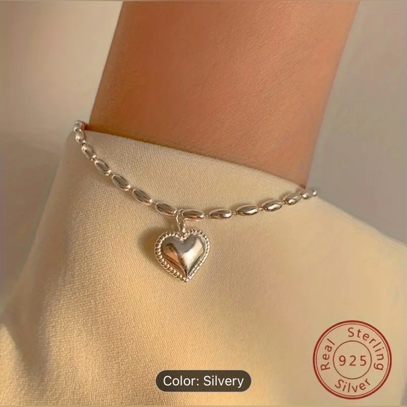 Mini Love Heart Bracelet Simple Style 925 Sterling Silver Hand Chain Jewelry - Picture 1 of 6
